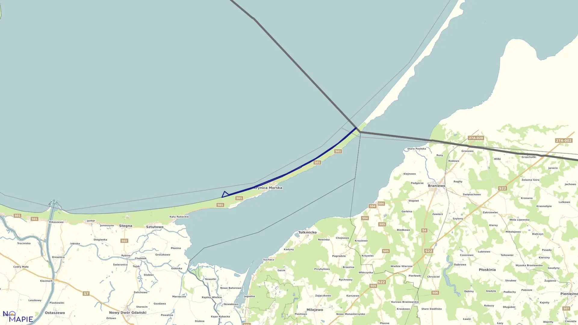 Mapa obrębu Krynica Morska Zatoka w mieście Krynica Morska